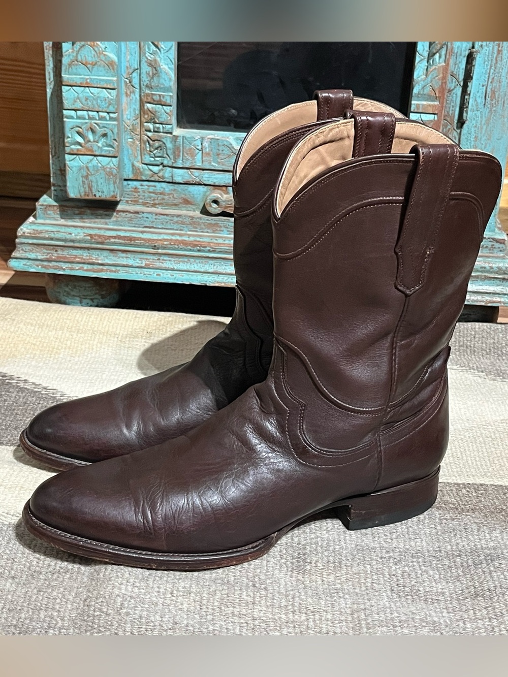 Tecovas The Earl Men’s Cafe Goat Brown Round Toe Roper Boots - Picture 4 of 11